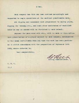 Click here to view larger image of letter from Acting Commissioner of Indian Affairs to George Day