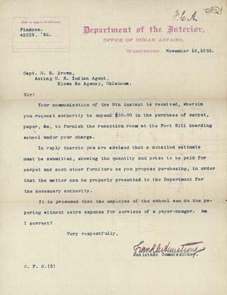Click here to view larger image of letter from Frank C. Armstrong to H. G. Brown.