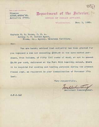 Click here to view larger image of letter from Frank C. Armstrong to H. G. Brown.