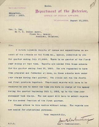 Click here to view larger image of letter from Frank C. Armstrong to George D. Day.