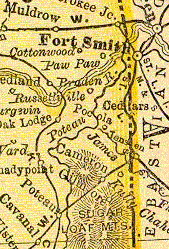 Map of Cameron, Indian Territory, circa 1895. Click on map for full image.