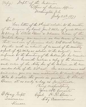 Click here to view larger image of letter from H. R. Clum to Enoch Hoag.