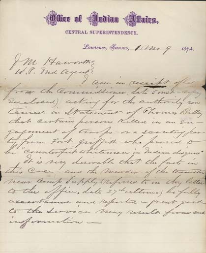 Image of letter from unknown sender to James M. Haworth.