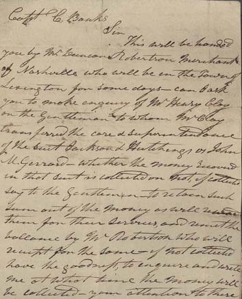 Click here to view larger image of letter from Andrew Jackson to C. Banks