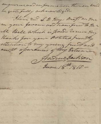 Click here to view larger image of letter from Andrew Jackson to C. Banks.
