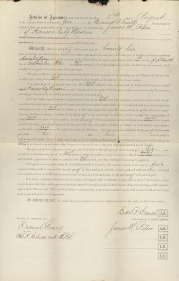 Click here to view very large image of contract between Edward P. Smith and James M. Paper.