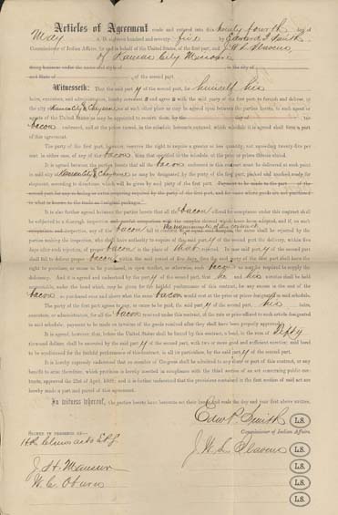 Click here to view larger image of Articles of Agreement between Edward P. Smith and J. W. L. Slavens.